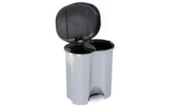 Abfalleimer, dunkelsilber, 2 x 10 l Duo