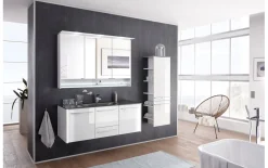 Bad-Einrichtung Leo Living 116, Glas-Optiwhite/schneeweiß glanz
