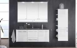 Bad-Einrichtung Leo Living 116, Glas-Optiwhite/schneeweiß glanz
