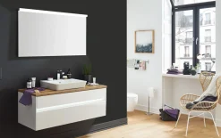 Badeinrichtung Unique, polarweiß Hochglanz/Hunton Eiche Nachbildung