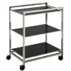 Bad-/Servierwagen Linda, Edelstahl poliert, Glaseinlegeböden in schwarz, 60 cm