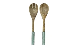Besteckset, blau/braun