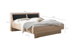 Bett Luxor 3, Steineiche-Nachbildung, 180 x 200 cm