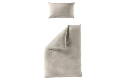 Bettwäsche Mako-Satin Seersucker, beige, 155 x 220 cm