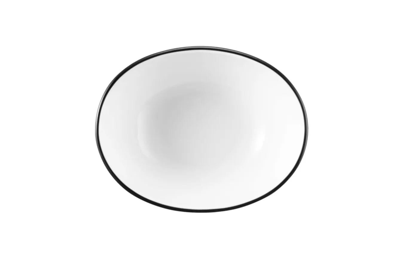 Bowl oval Black Line in weiß, 12 cm