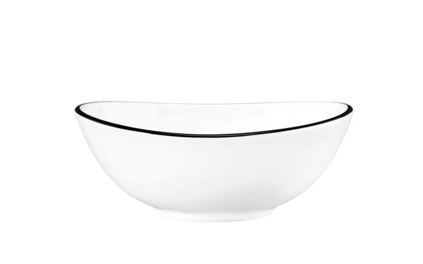 Bowl oval Black Line in weiß, 12 cm