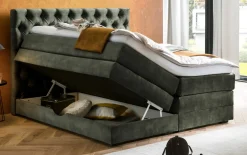Boxspringbett Barell, dunkelgrün, 180 x 200 cm, inkl. Topper und Bettkästen