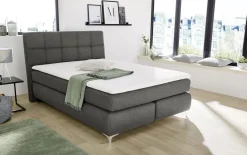Boxspringbett Bea, grau, 140 x 200 cm, inkl. Topper