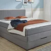 Boxspringbett BX1330 Florida, silber, 140 x 200 cm, inkl. Bettkasten und Topper