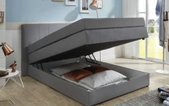 Boxspringbett BX1330 Florida, silber, 140 x 200 cm, inkl. Bettkasten und Topper