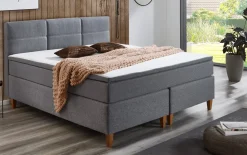 Boxspringbett BX2360 Kenora, grau, 180 x 200 cm, inkl. integriertem Topper