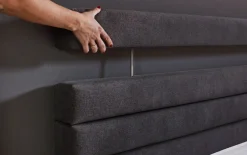 Boxspringbett BX1750 Kokomo, anthrazit, 140 x 200 cm, mit höhenverstellbarem Kopfteil