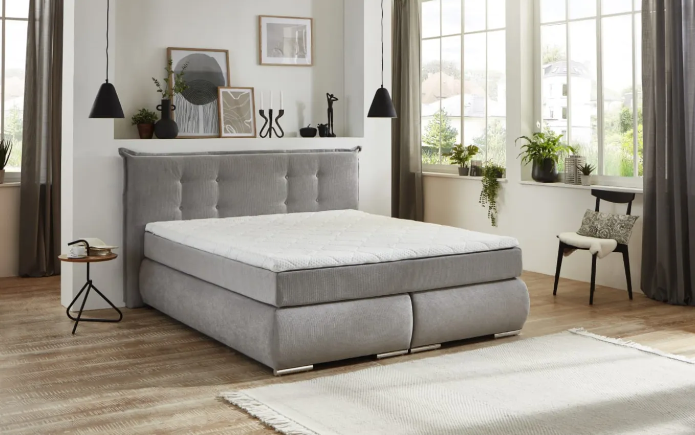 Boxspringbett BX2310 Ray, silber, 180 x 200 cm