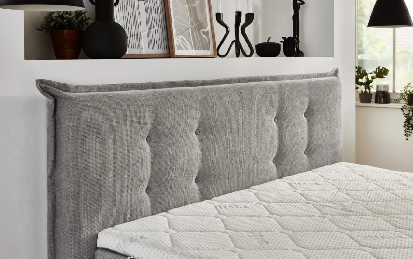 Boxspringbett BX2310 Ray, silber, 180 x 200 cm