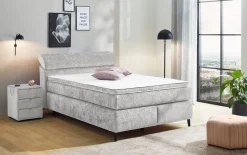 Boxspringbett Diva 140, hellgrau, 140 x 200 cm, inkl. Kaltschaumtopper