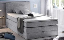 Boxspringbett Hawaii 2, light grey, 120 x 200 cm, inkl. Topper und Bettkasten