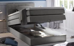 Boxspringbett Hawaii 2, Savanna 21 grau, 120 x 200 cm, inkl. Topper und Bettkasten