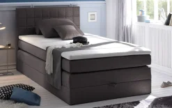 Boxspringbett Hawaii 2, Soro 97 anthrazit, 120 x 200 cm, inkl. Topper und Bettkasten
