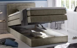 Boxspringbett Hawaii 2, Soro 91 schlamm, 120 x 200 cm, inkl. Topper und Bettkasten