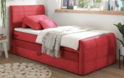Boxspringbett Kuba 1, berry, 100 x 200 cm, inkl. Topper und Bettkasten