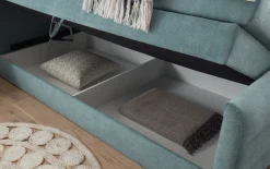 Boxspringbett Kuba 1, denim, 100 x 200 cm, inkl. Topper und Bettkasten