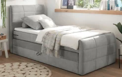 Boxspringbett Kuba 1, schlamm, 100 x 200 cm, inkl. Topper und Bettkasten