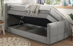 Boxspringbett Kuba 1, schlamm, 100 x 200 cm, inkl. Topper und Bettkasten