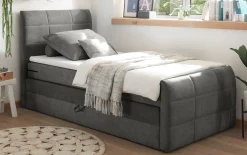 Boxspringbett Kuba 1, stone, 100 x 200 cm, inkl. Topper und Bettkasten