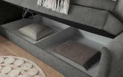 Boxspringbett Kuba 1, stone, 100 x 200 cm, inkl. Topper und Bettkasten