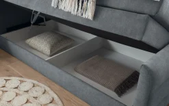 Boxspringbett Kuba 3, Uran 04 anthrazit, 120 x 200 cm, inkl. Visco-Topper und Bettkasten