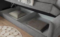 Boxspringbett Kuba 3, Uran dark grey, 120 x 200 cm, inkl. Visco-Topper und Bettkasten
