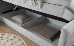 Boxspringbett Kuba 3, Uran 01 silver, 120 x 200 cm, inkl. Visco-Topper und Bettkasten