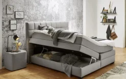 Boxspringbett OC-BX21088, Twist silber, 180 x 200 cm, Härtegrad 2 und 3