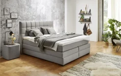 Boxspringbett OC-BX21088, Twist silber, 180 x 200 cm, Härtegrad 2 und 3