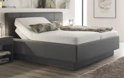 Boxspringbett Silva, Leatherlook, anthrazit, 180 x 200 cm, Härtegrad 2 und 3