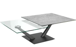 Couchtisch Granada, Keramik silver, inkl. drehbare Tischplatten