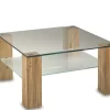 Couchtisch 7260HK-080-45B, Asteiche massiv, Klarglas