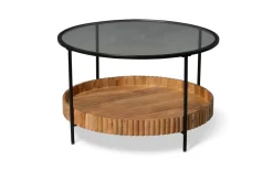 Couchtisch Jason 2, Klarglas/Mangoholz massiv