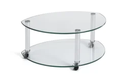 Couchtisch 8075, Klarglas, inkl. Rollen