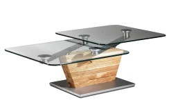 Couchtisch 7290NK-45, Klarglas, Asteiche massiv