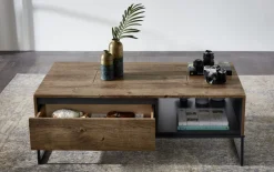 Couchtisch Sweep, Haveleiche Cognac Nachbildung, inkl. Schubkasten