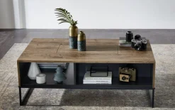 Couchtisch Sweep, Haveleiche Cognac Nachbildung, inkl. Schubkasten