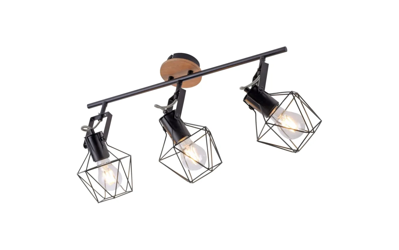 Deckenleuchte Jaro, schwarz/holz-natur, 83 cm