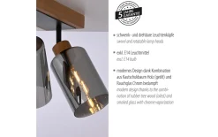 Deckenleuchte Monika, holz, 2-flammig