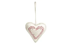 Deko-Herz, beige/rot, 13 cm