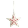 Deko-Stern, beige/rot, 16 cm