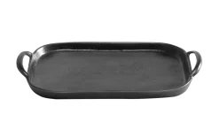 Deko-Tablett mit Griffen, schwarz, klein