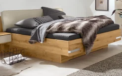 Doppelbett Savona 2.0, Bianco-Eiche massiv, 180 x 200 cm, mit Polsterkopfteil