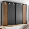Dreh-/Schwebetürenschrank Clivo 3000, graphit/Bianco-Eiche-Nachbildung, 300 x 216 cm