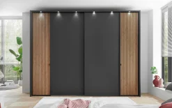 Dreh-/Schwebetürenschrank Clivo 3000, graphit/Bianco-Eiche-Nachbildung, 300 x 216 cm